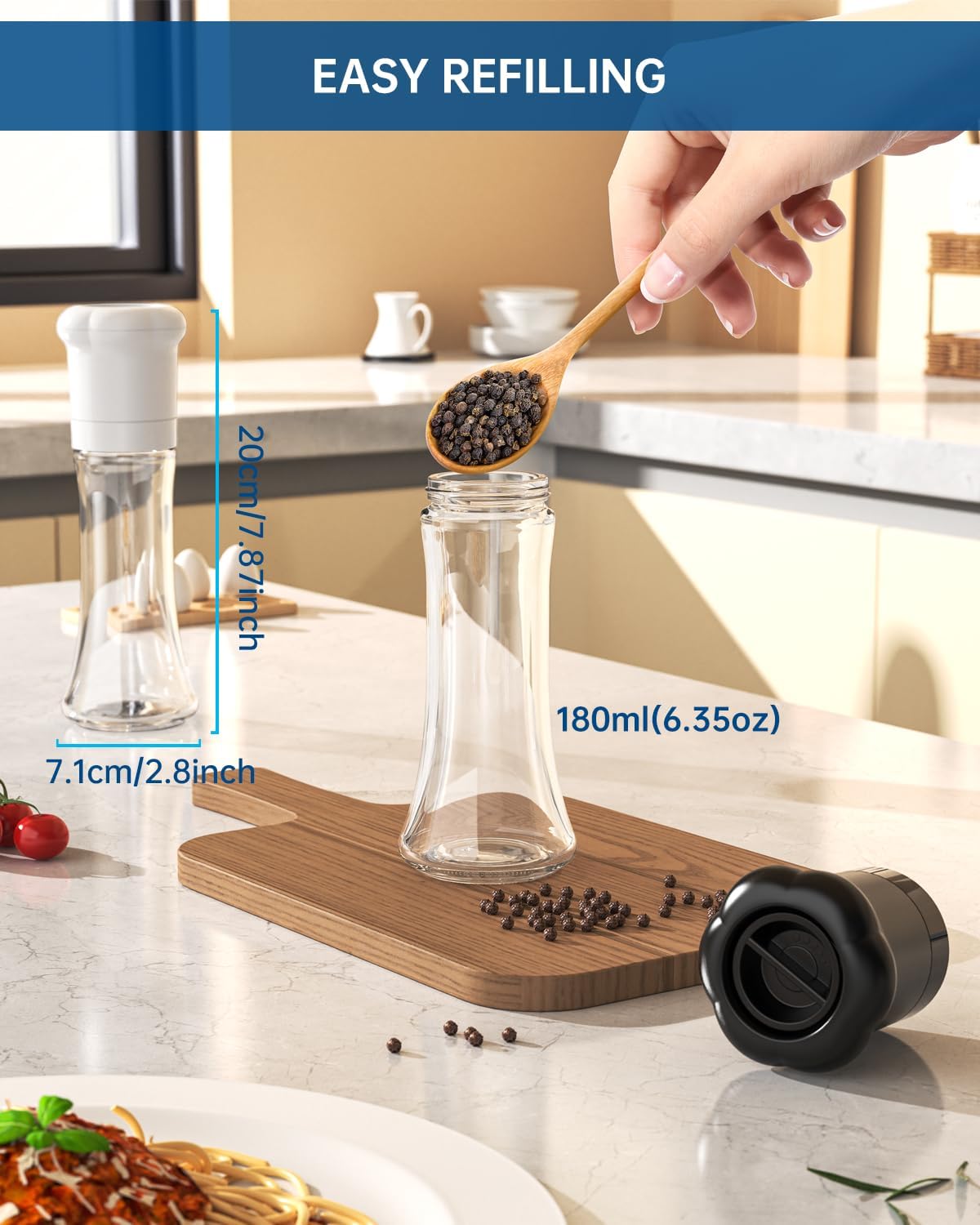 Elegant Professional Salt Pepper Grinder Set for Chefs Hat Appearance