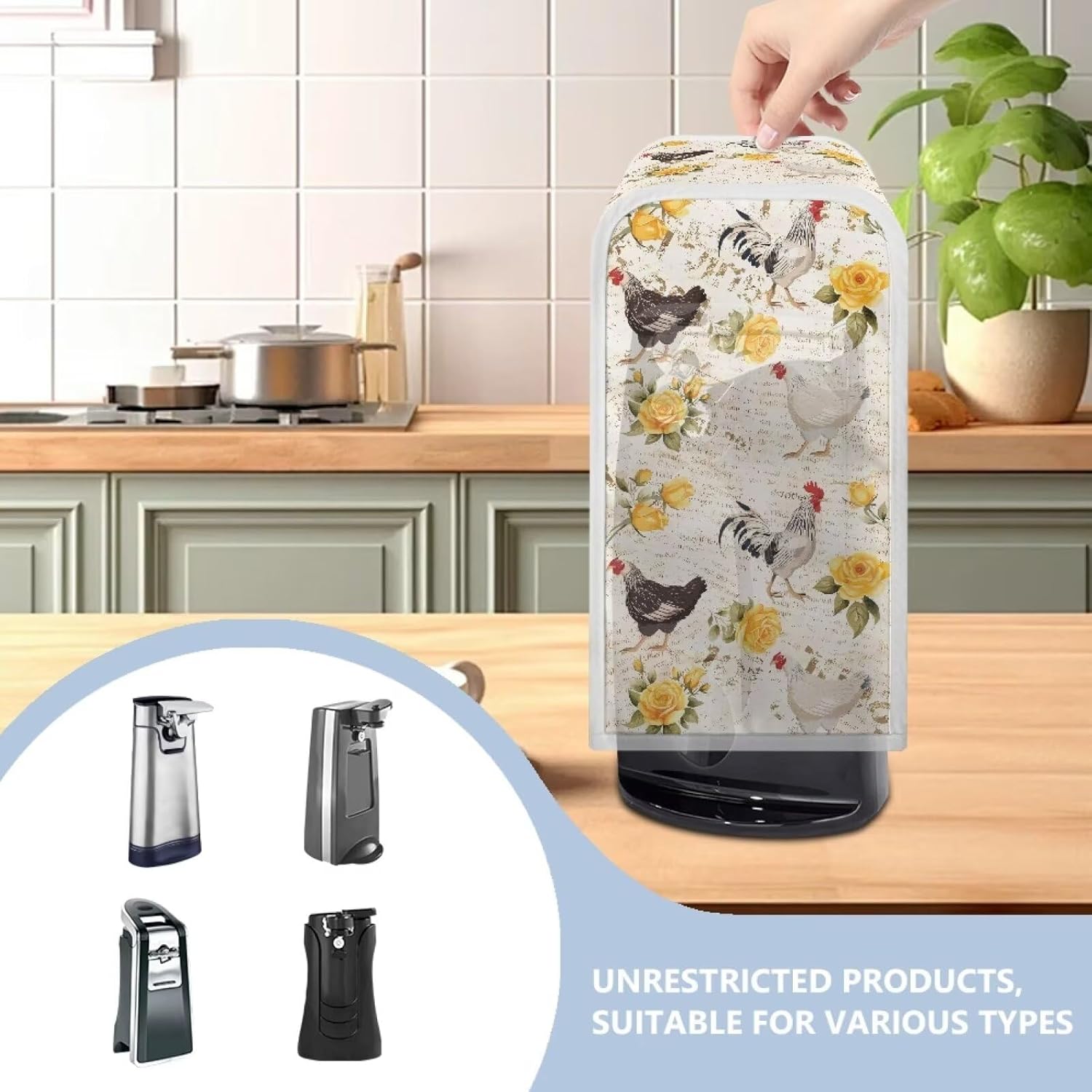 Cartoon Chicken Can Opener Dust Cover - Easy to Clean Waterproof Kitchen Accessory