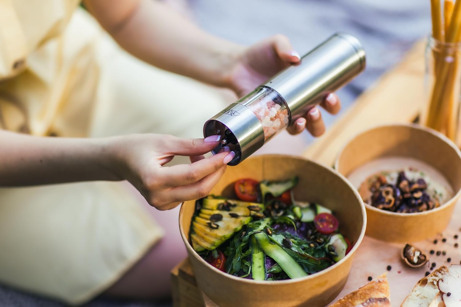 KSL Electric Salt Pepper Grinder Set - Adjustable Motorized
