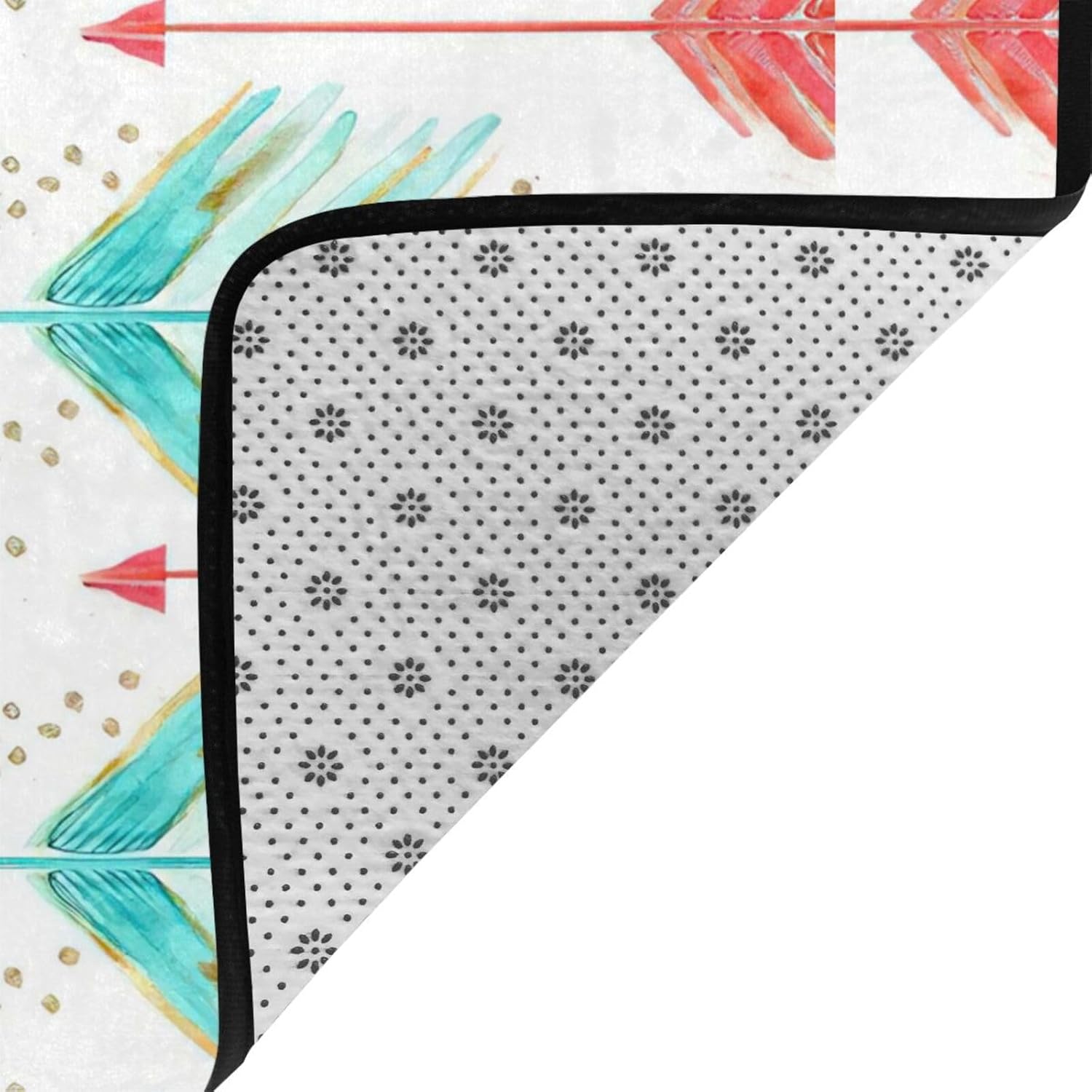 Coral Teal Arrows Non-Slip Floor Mat