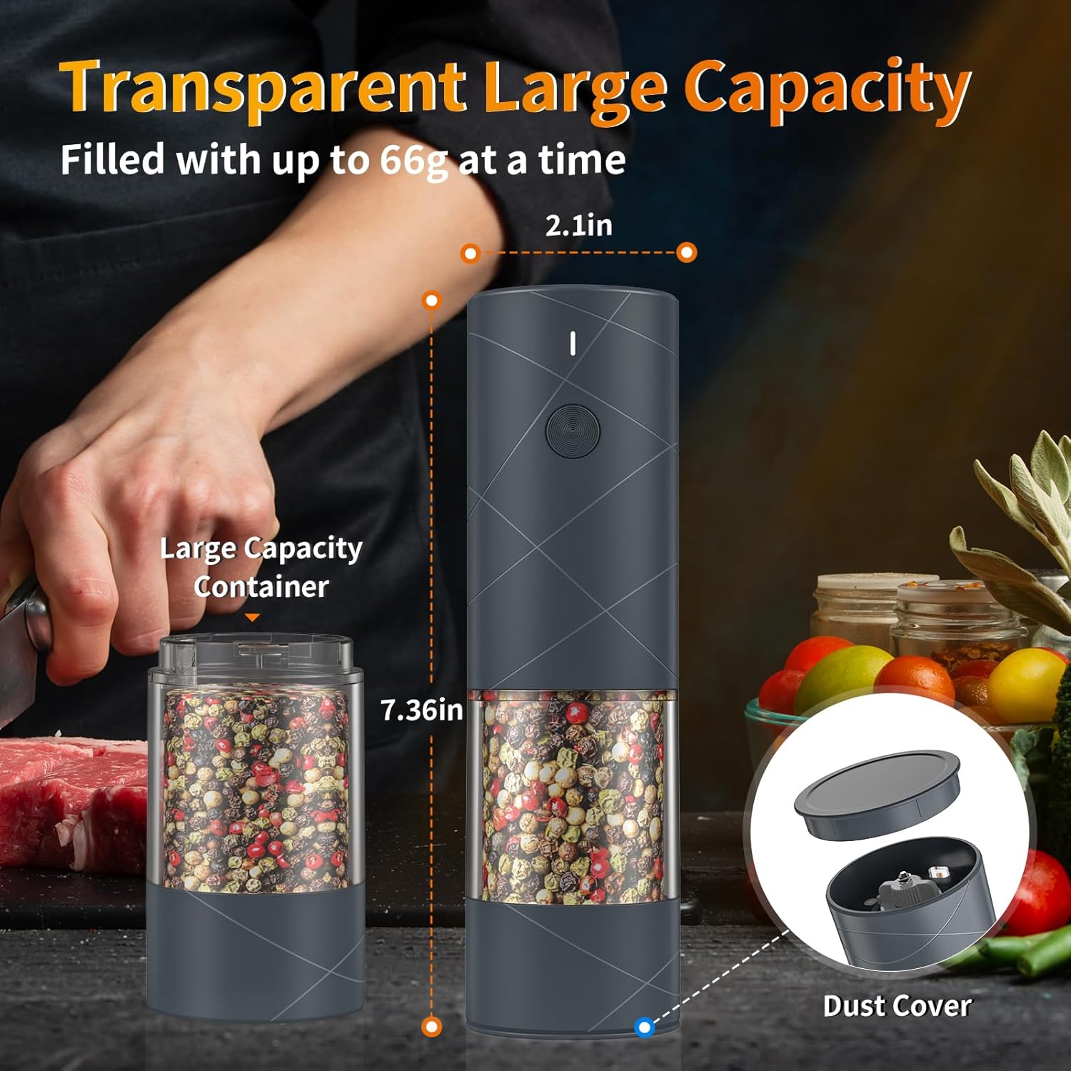 Adjustable Salt and Pepper Grinder Set with LED Light