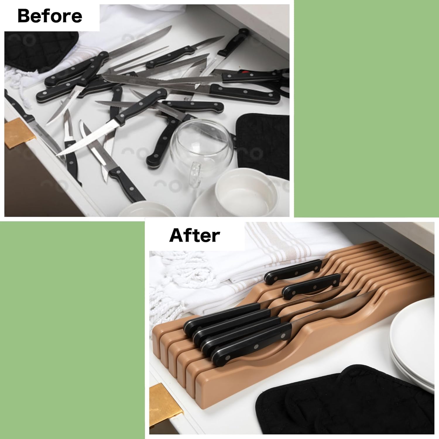Space-Saving 11-Slot Knife Organizer for Kitchen Drawers