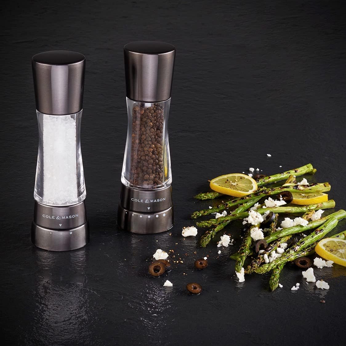 Elegantly Refillable Salt Pepper Mill Set Premium Design for Perfect Grind