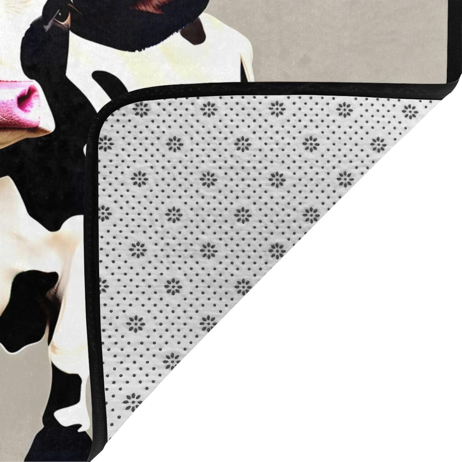 Breaux Cow Black Spot Print Non-Slip Floor Mat 80x58in