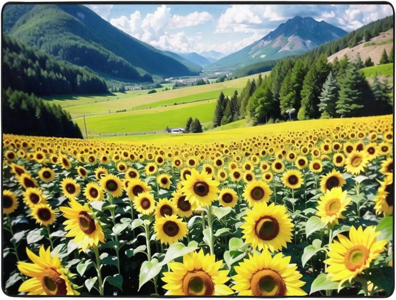 Sunflower Shedding Carpet for Kitchen Soft Smooth Surface