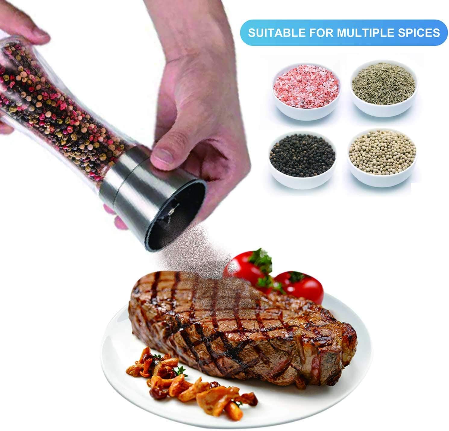 3-Piece Stainless Steel Salt Pepper Mill Set