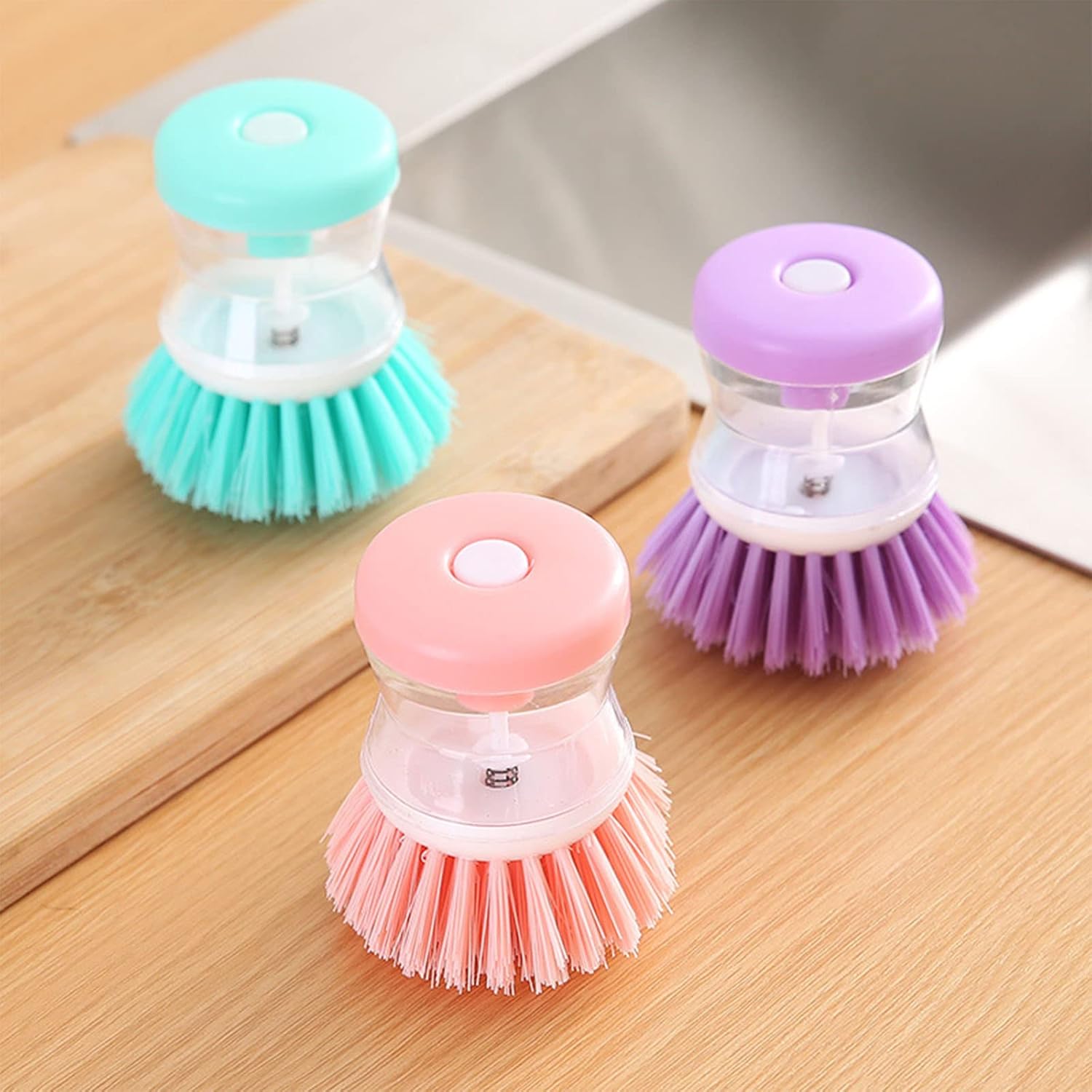Invoda 3-Piece Soap Dispenser Palm Brushes