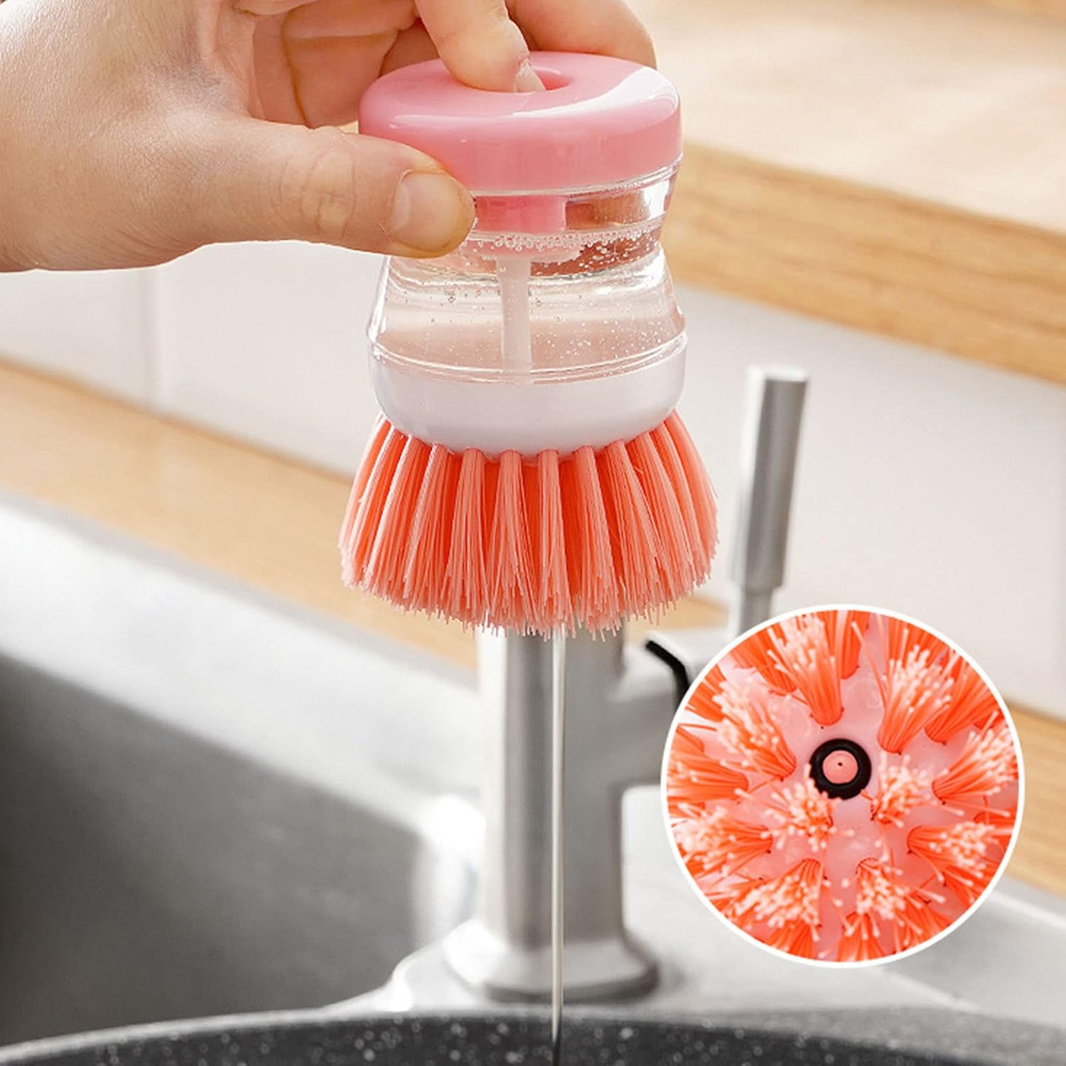 Invoda 3-Piece Soap Dispenser Palm Brushes