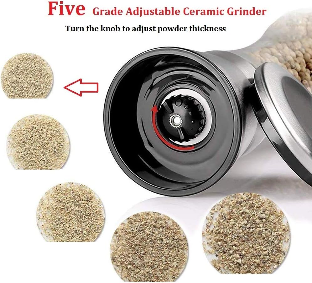 Chelory Salt Pepper Mill Set - Premium Adjustable