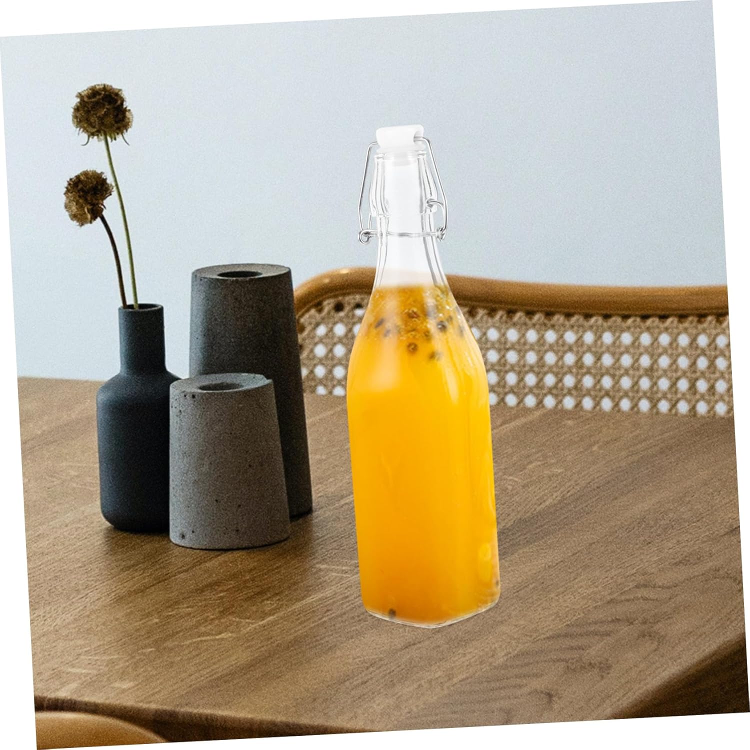 Cabilock Glass Juice Bottles 2 Pack - Reusable Oil Sauce Vinegar Storage