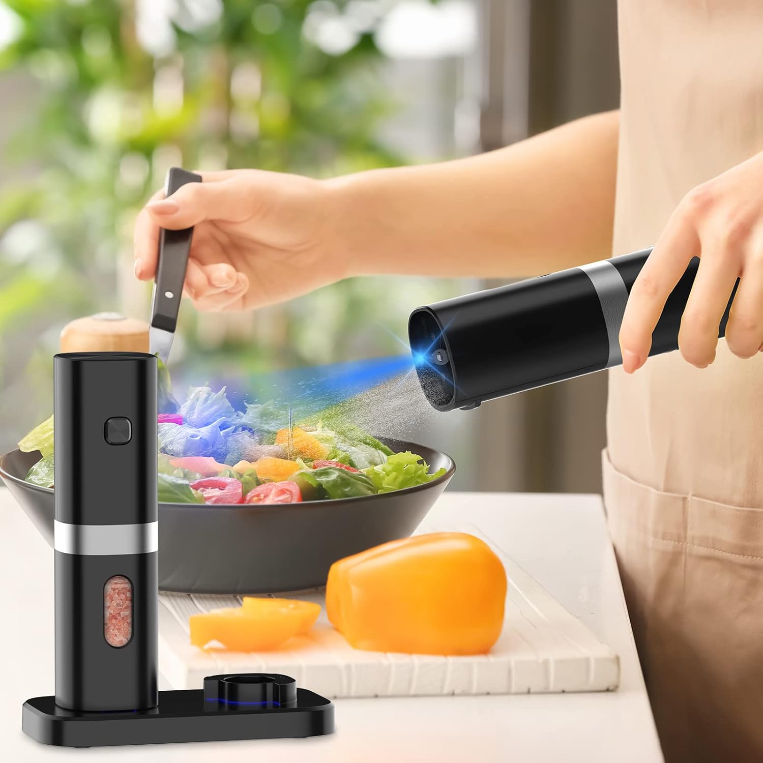 Syaws Electric Salt and Pepper Grinder Set with Charging Base