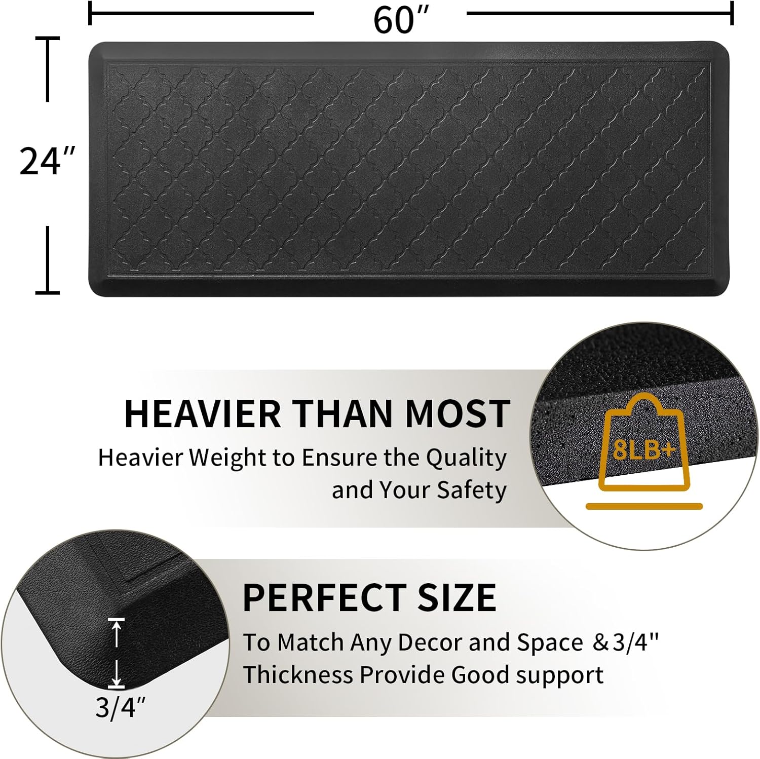 24x60 inch anti-fatigue standing desk mat