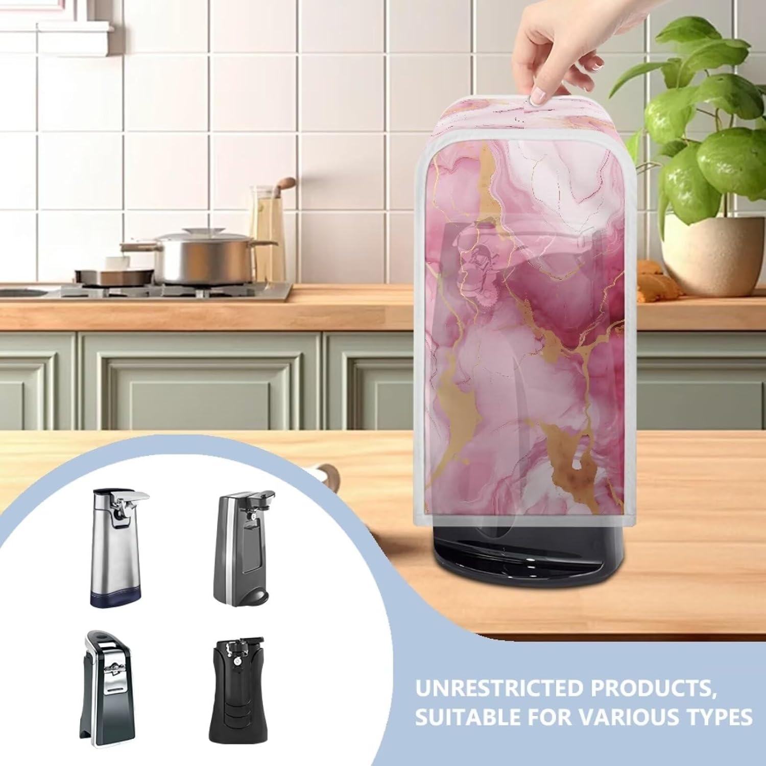 Pink Marbles Print Electric Can Opener Cover