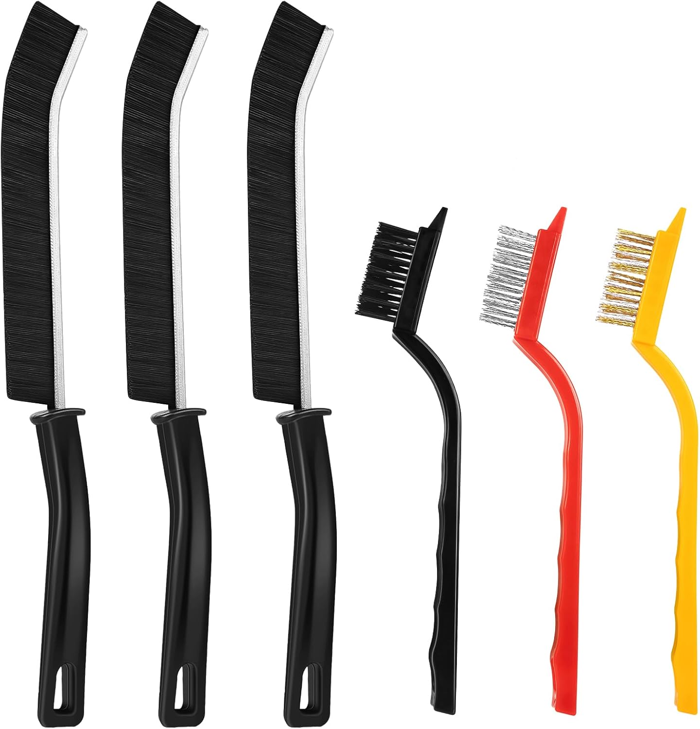 6-Piece Set of Hard Bristle Crevice Cleaning Brushes for Home Use