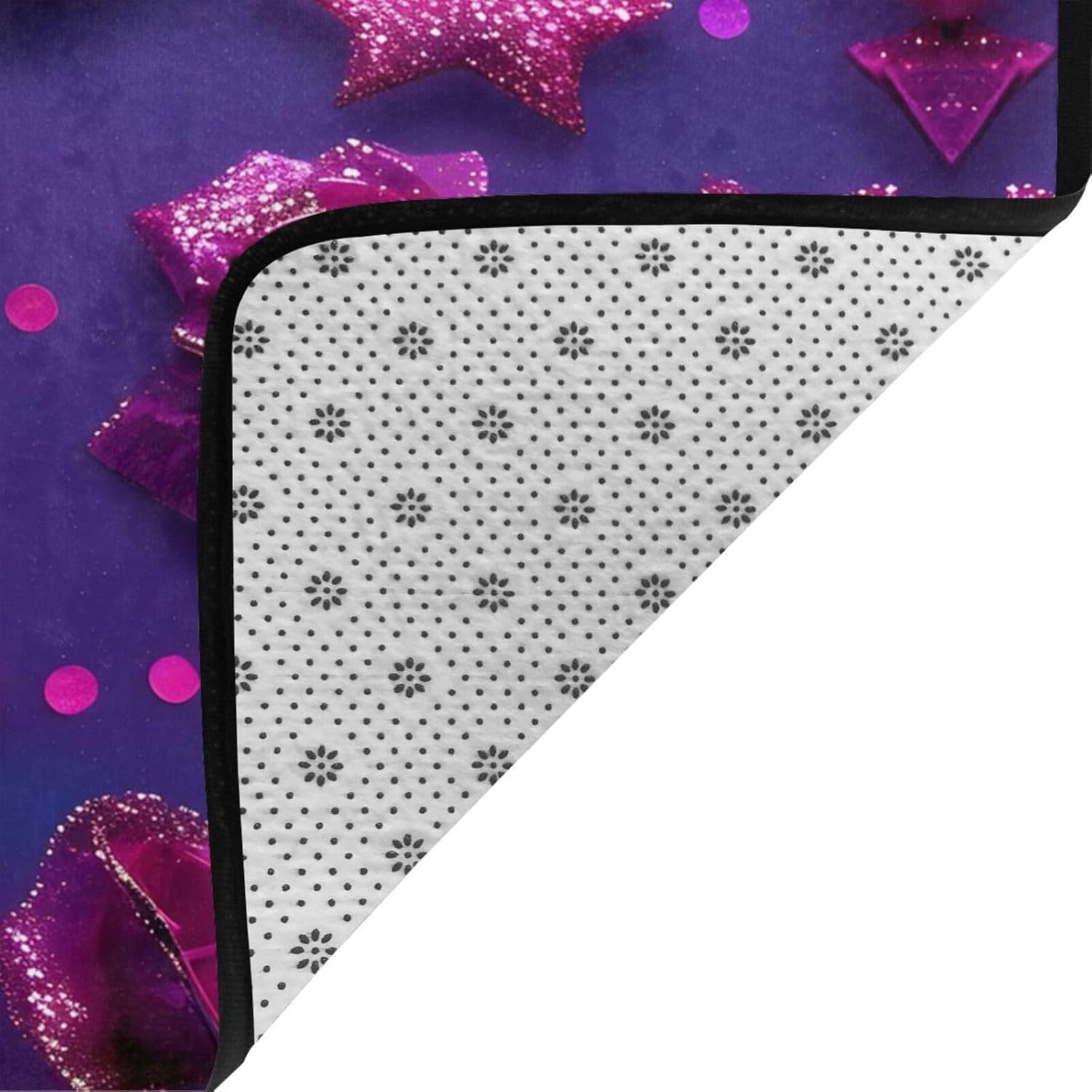 Breaux Glitter Sequin Rose Print Non-Slip Floor Mat 80x58 In