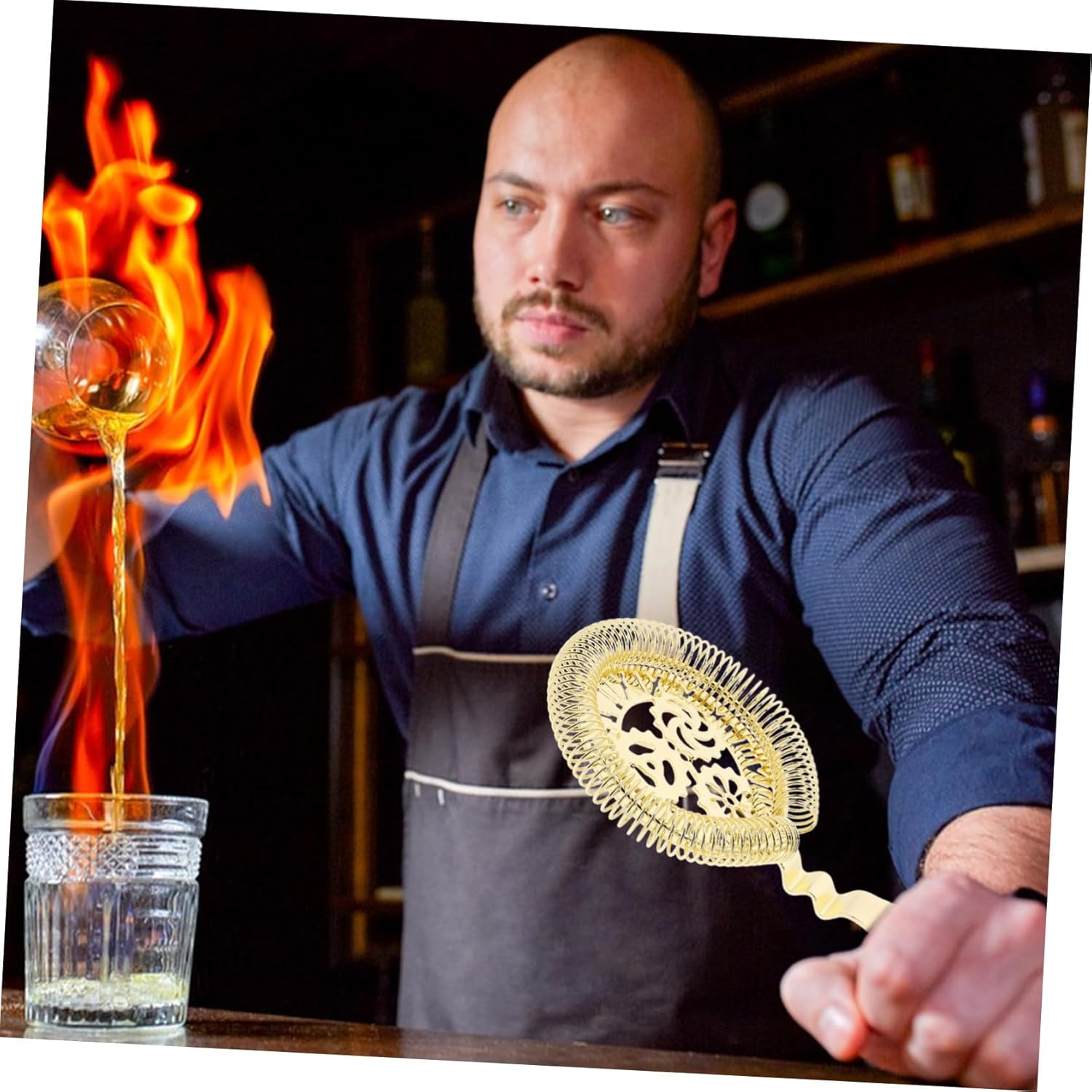 VOSAREA Gold Stainless Steel Cocktail Strainer