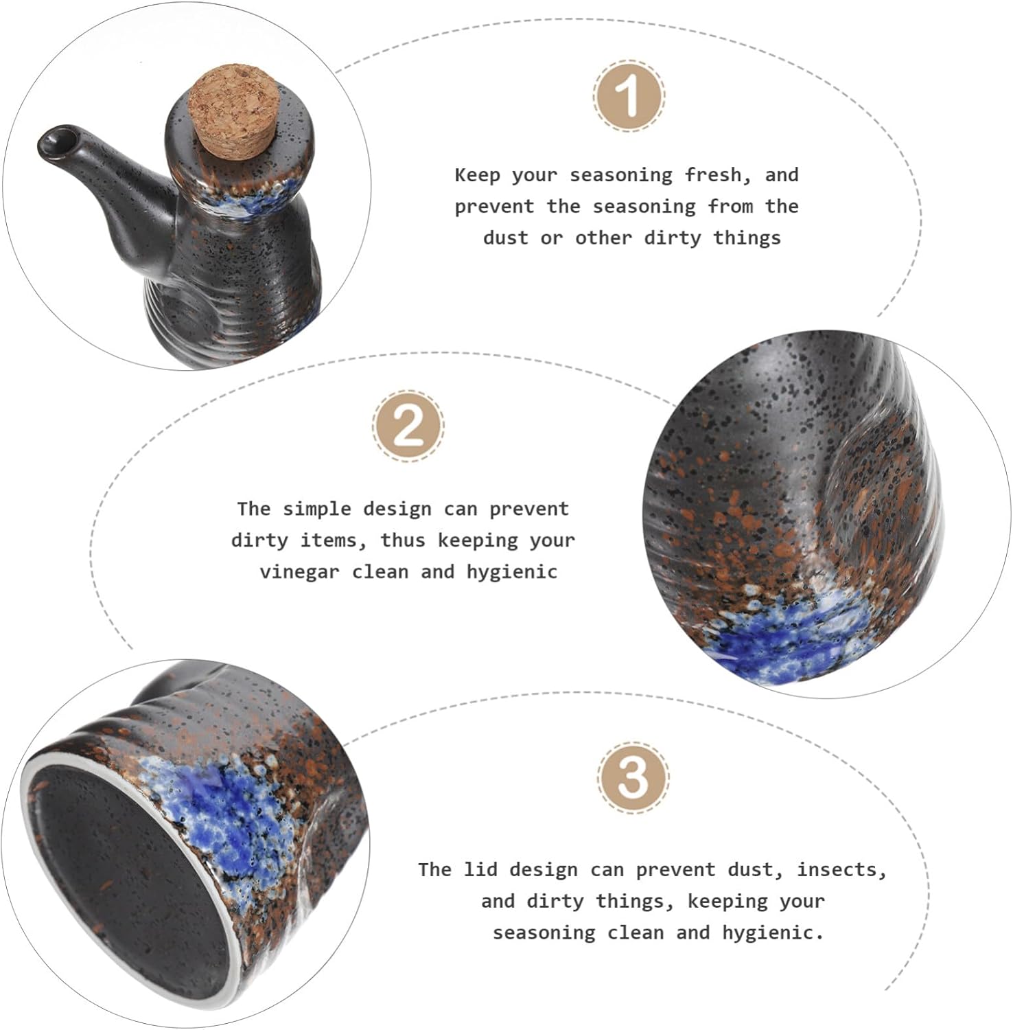 Japanese-Style Ceramic Condiment Dispenser with Lid