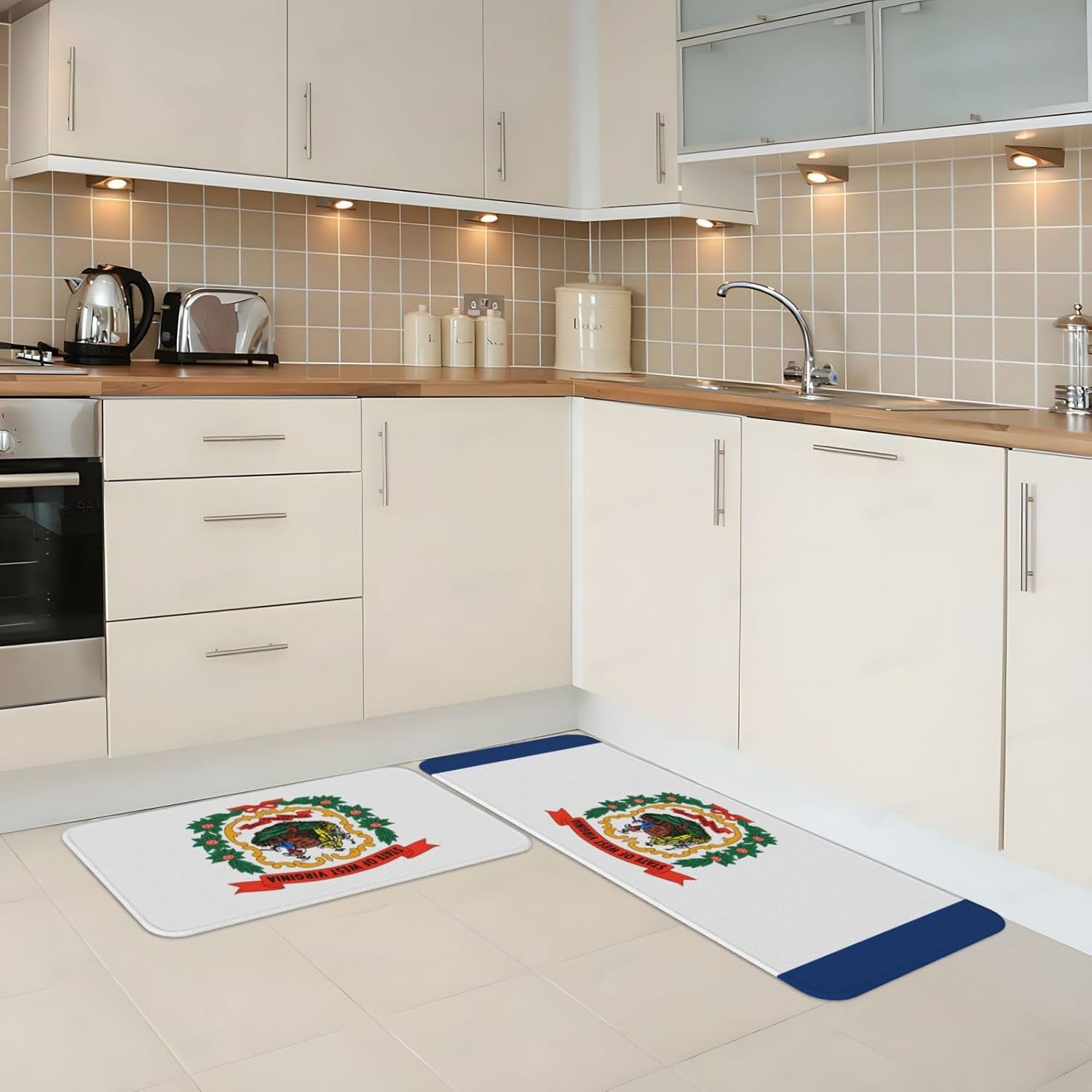 West Virginia Flag Kitchen Mats - Non-Slip Waterproof Rust Resistant