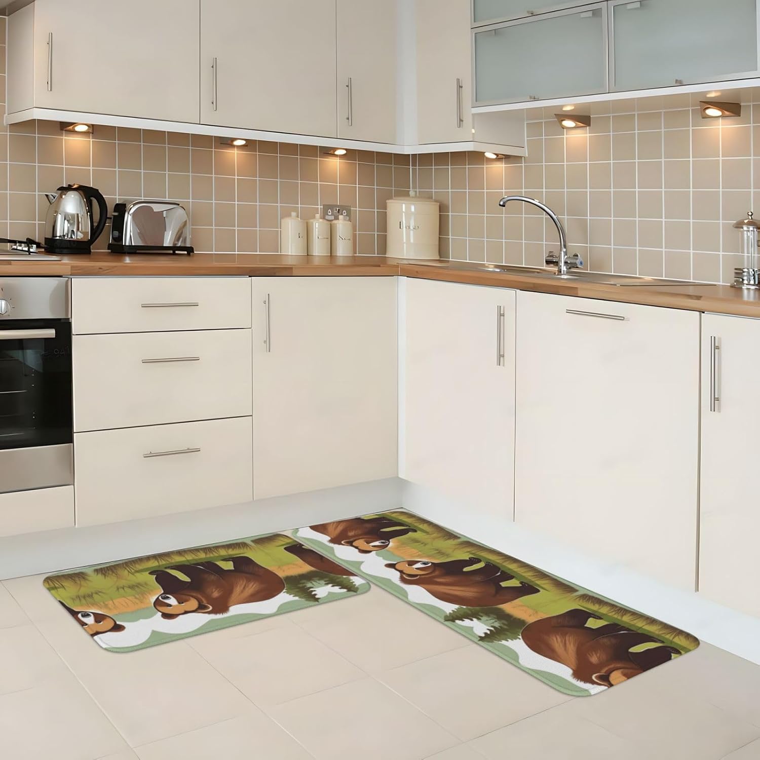 Sturdy Kitchen Mats with Byk Bear Walking Print