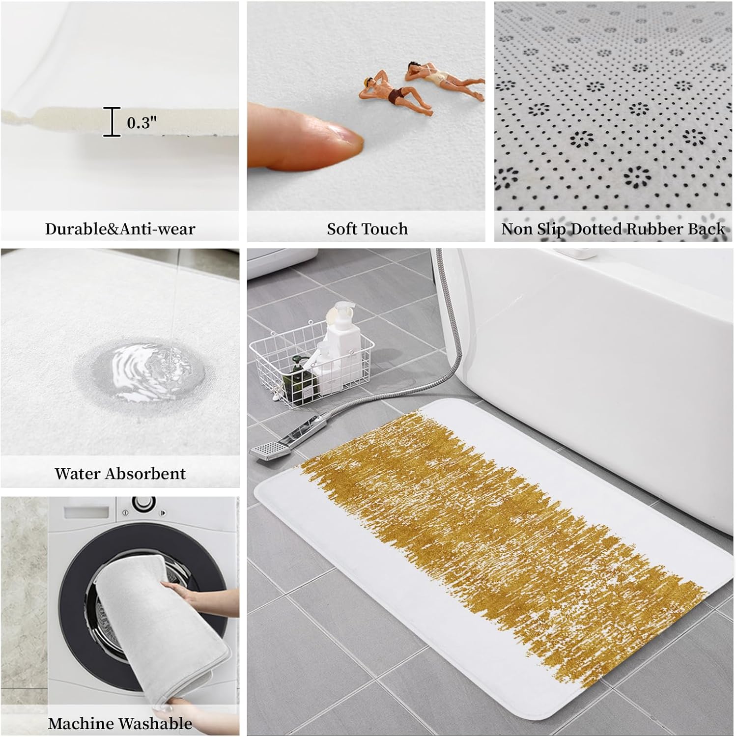 Aesthetic Abstract Gold Striped Kitchen Mats Set
