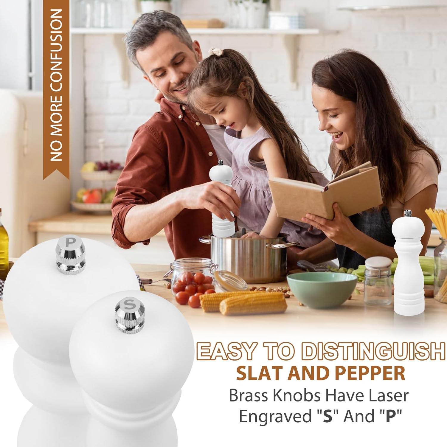 Premium Salt Pepper Grinder Set with Wooden Case