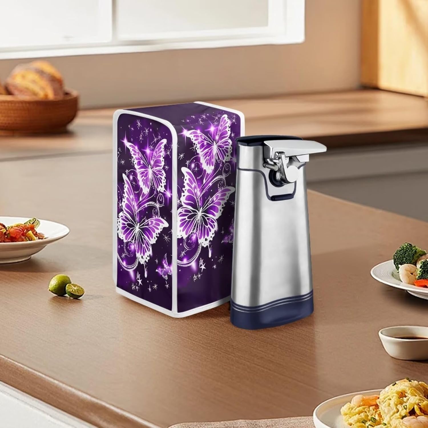 ZOUTAIRONG Sparkling Butterfly Electric Can Opener Cover Ensure Clean Festive Kitchen