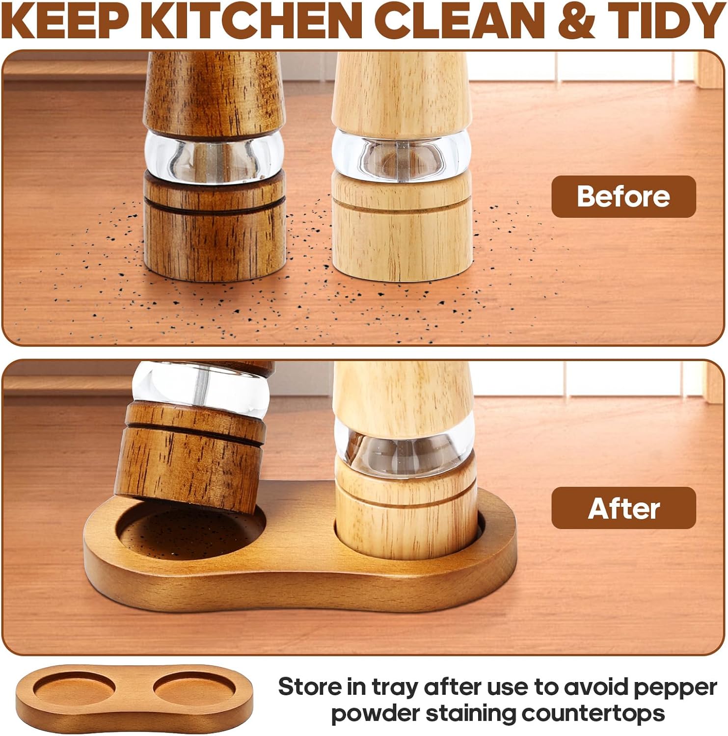 Elegant Twin 10-Inch Wooden Salt and Pepper Mill Set