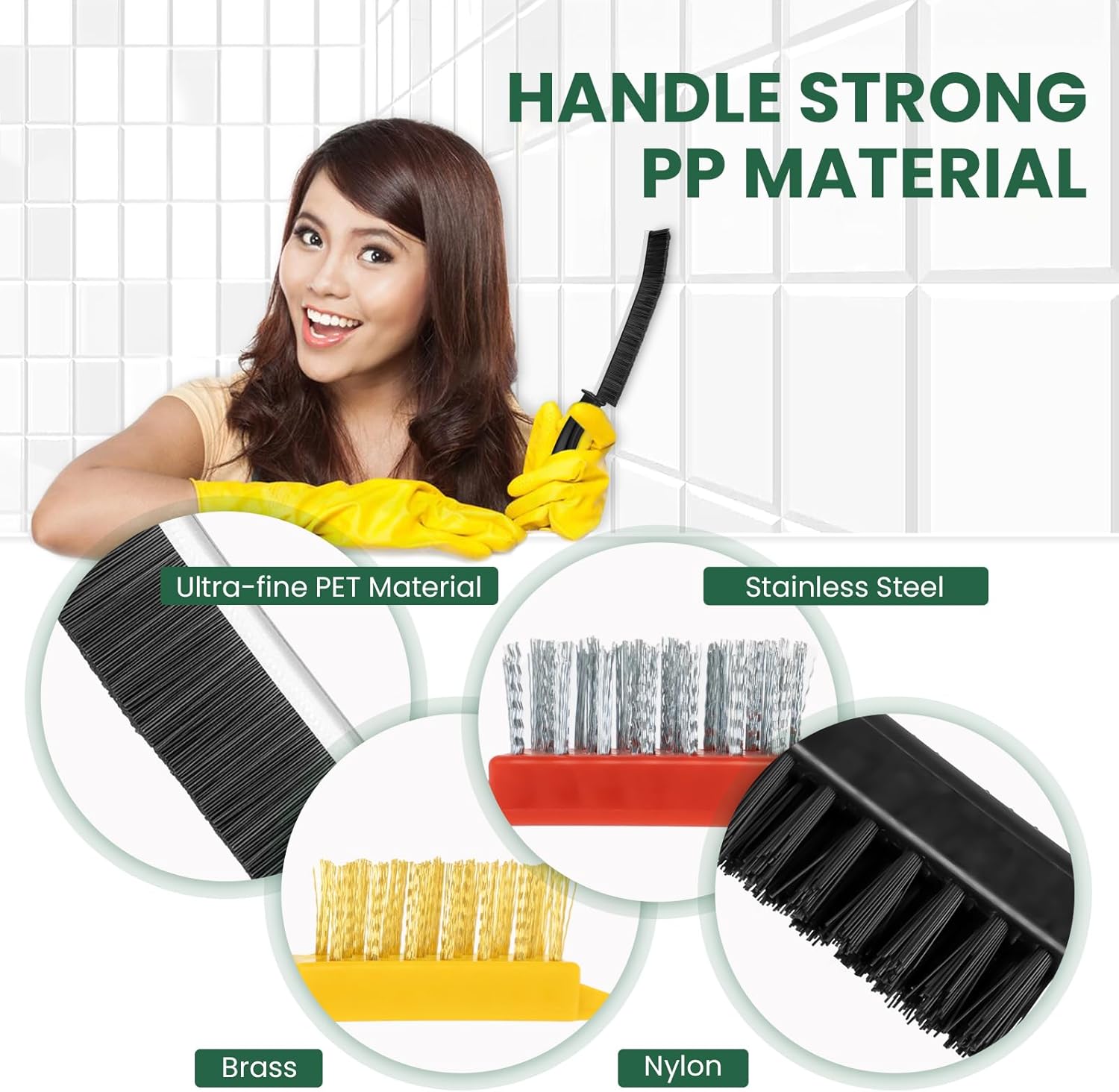 6-Piece Set of Hard Bristle Crevice Cleaning Brushes for Home Use