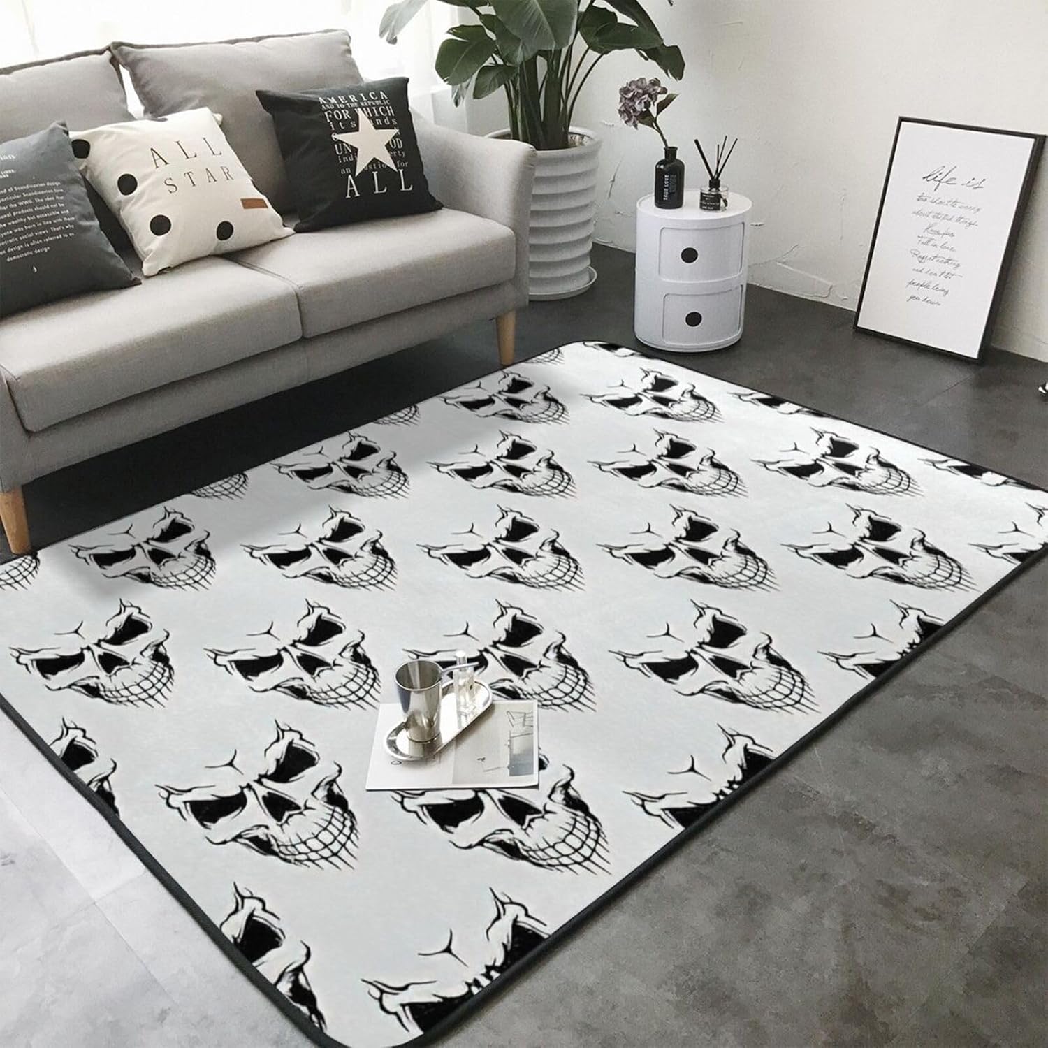 Halloween-Themed Skeleton Head Non-Slip Floor Mat