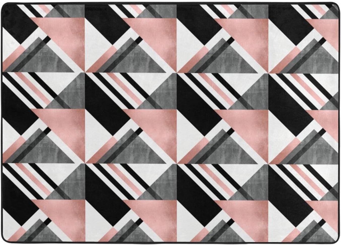 Breaux Abstract Triangle Striped Print Non-Slip Floor Mat