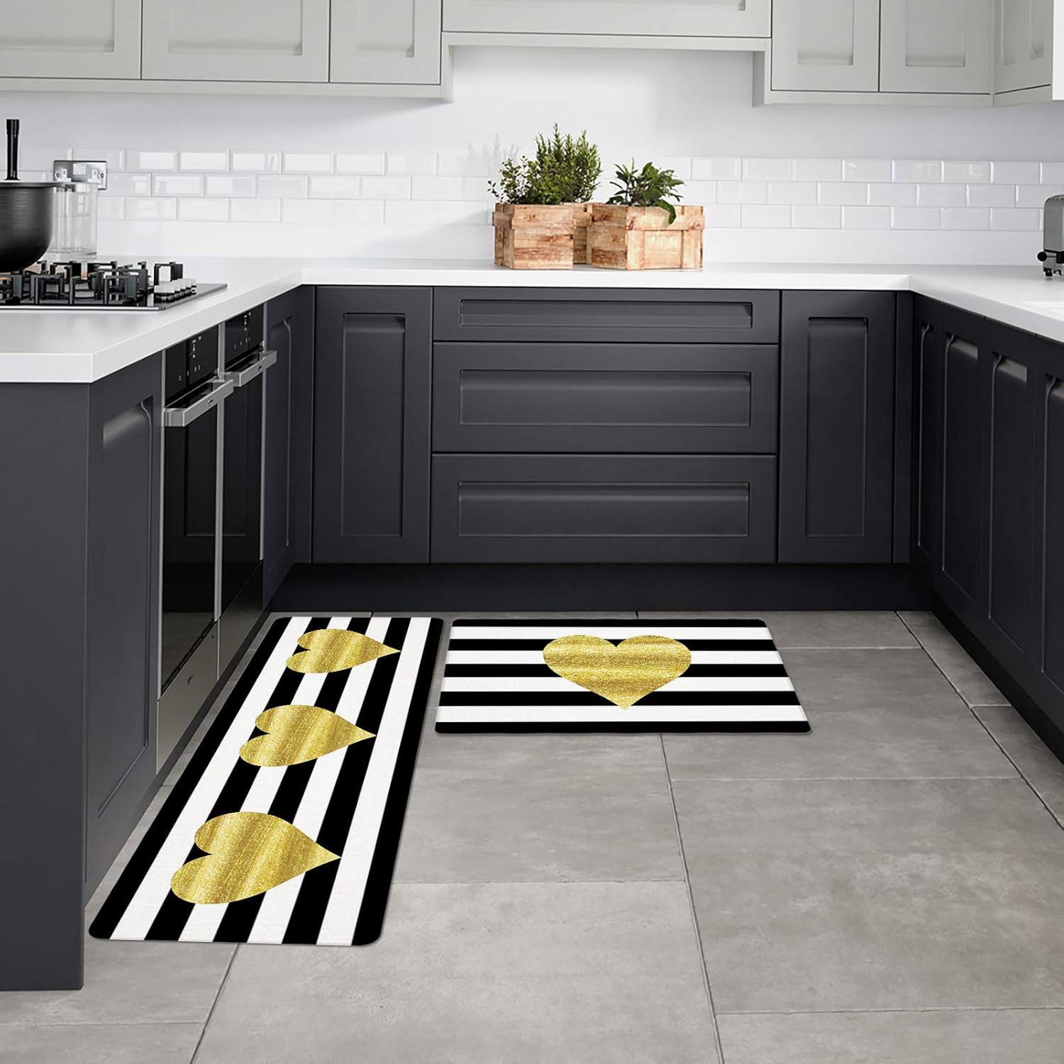 Love Valentine Heart Kitchen Floor Mats 2PCS