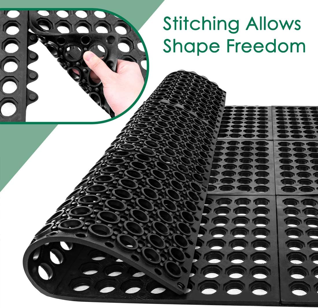 High-Quality 9-Pack Interlocking Rubber Mats for Kitchen Outdoor Use