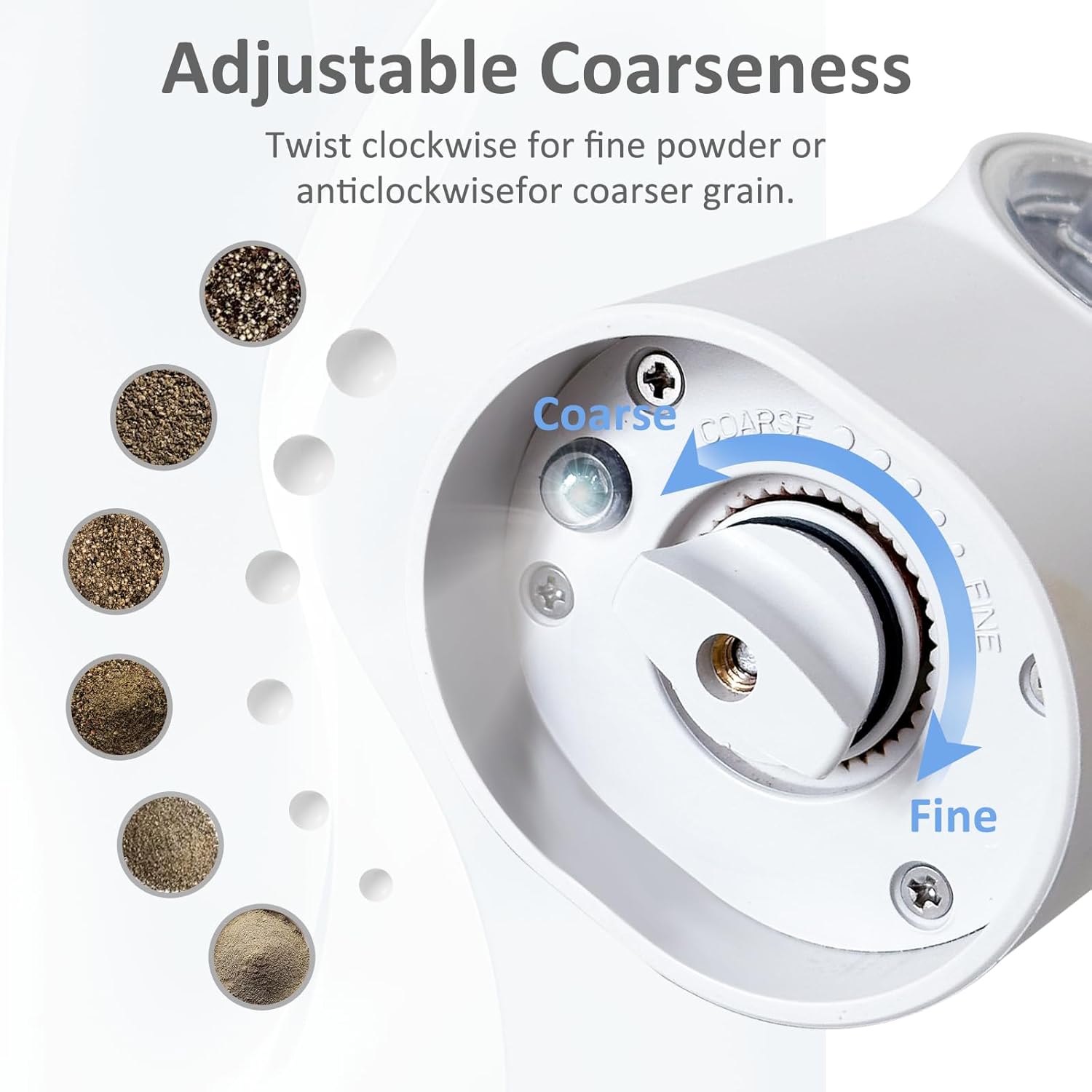 Adjustable Coarseness Rechargeable Salt Pepper grinder Set with LED Lights