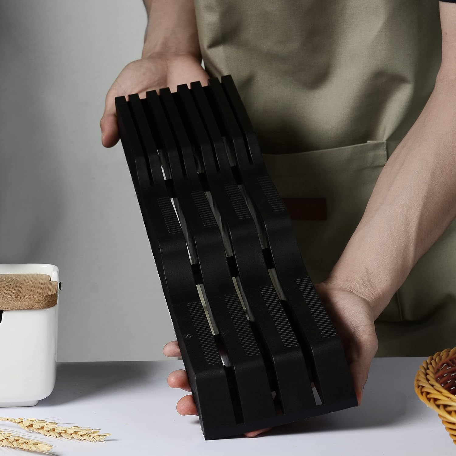 knife safe holder with slots and black finish
