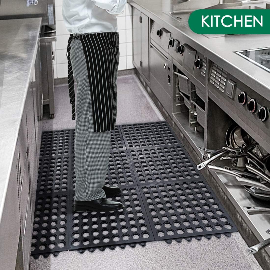 High-Quality 9-Pack Interlocking Rubber Mats for Kitchen Outdoor Use