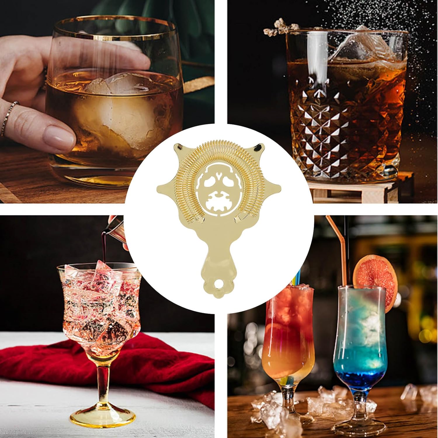 Multifunctional Detachable Professional Bar Strainer for Bartenders Gold