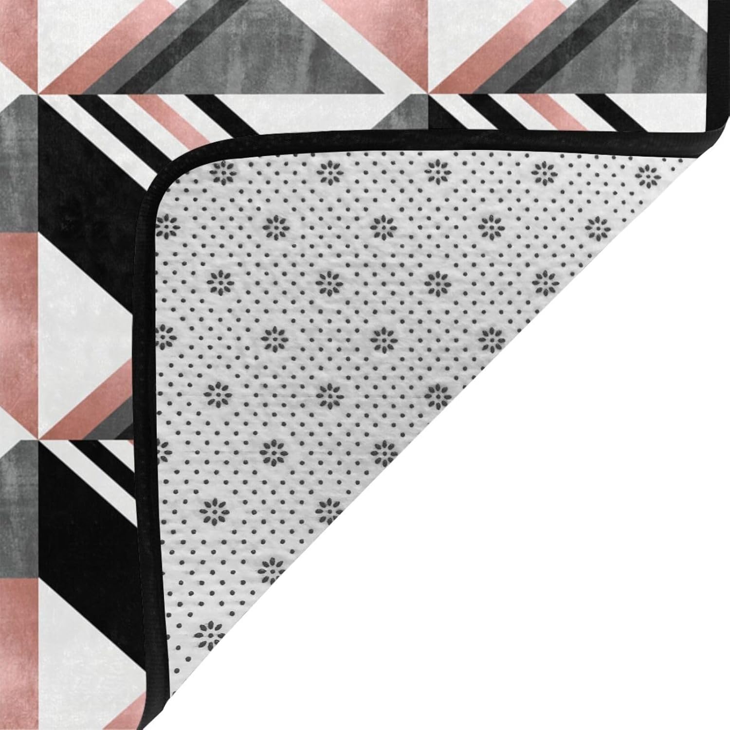 Breaux Abstract Triangle Striped Print Non-Slip Floor Mat