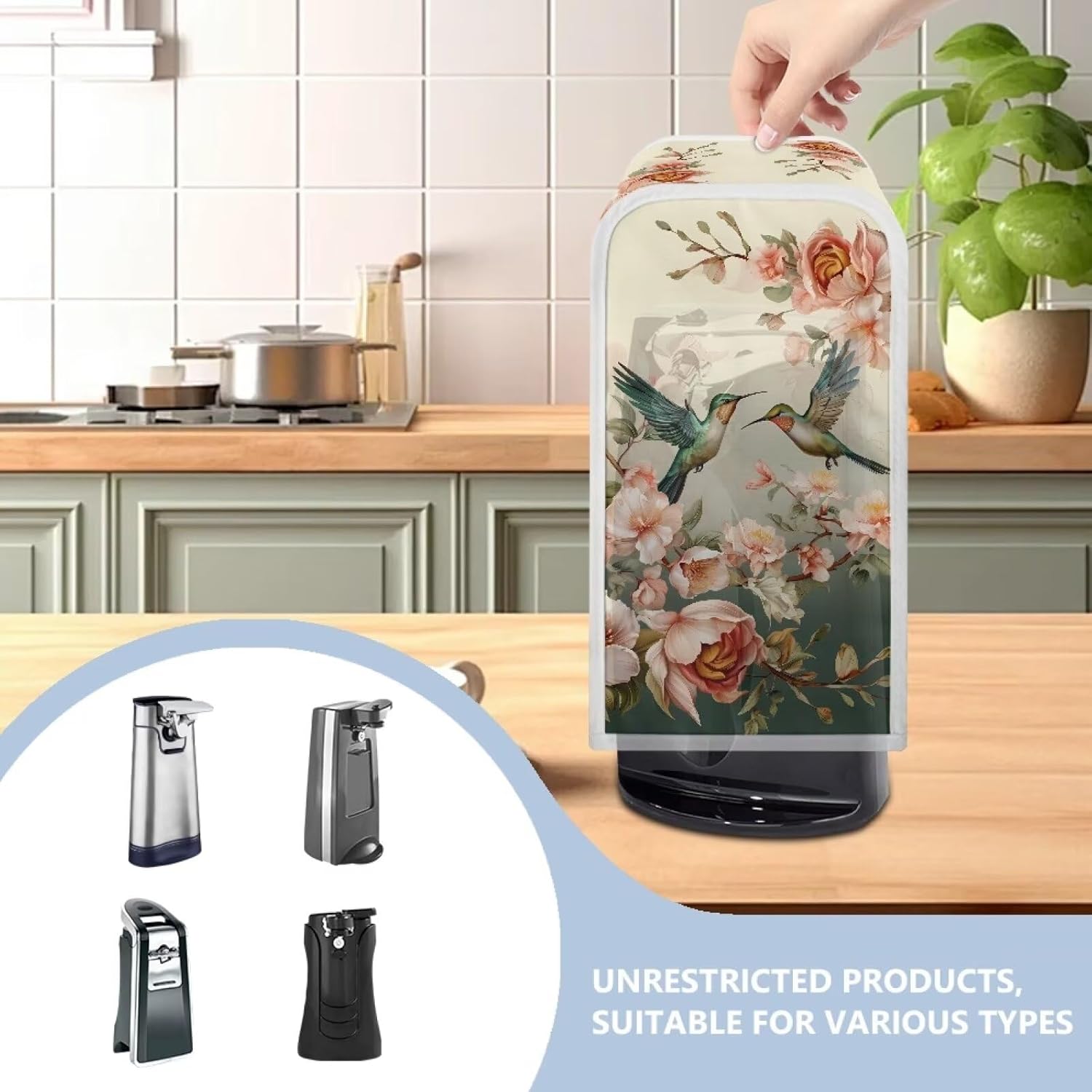Todiyaddu Floral Hummingbird Can Opener Cover