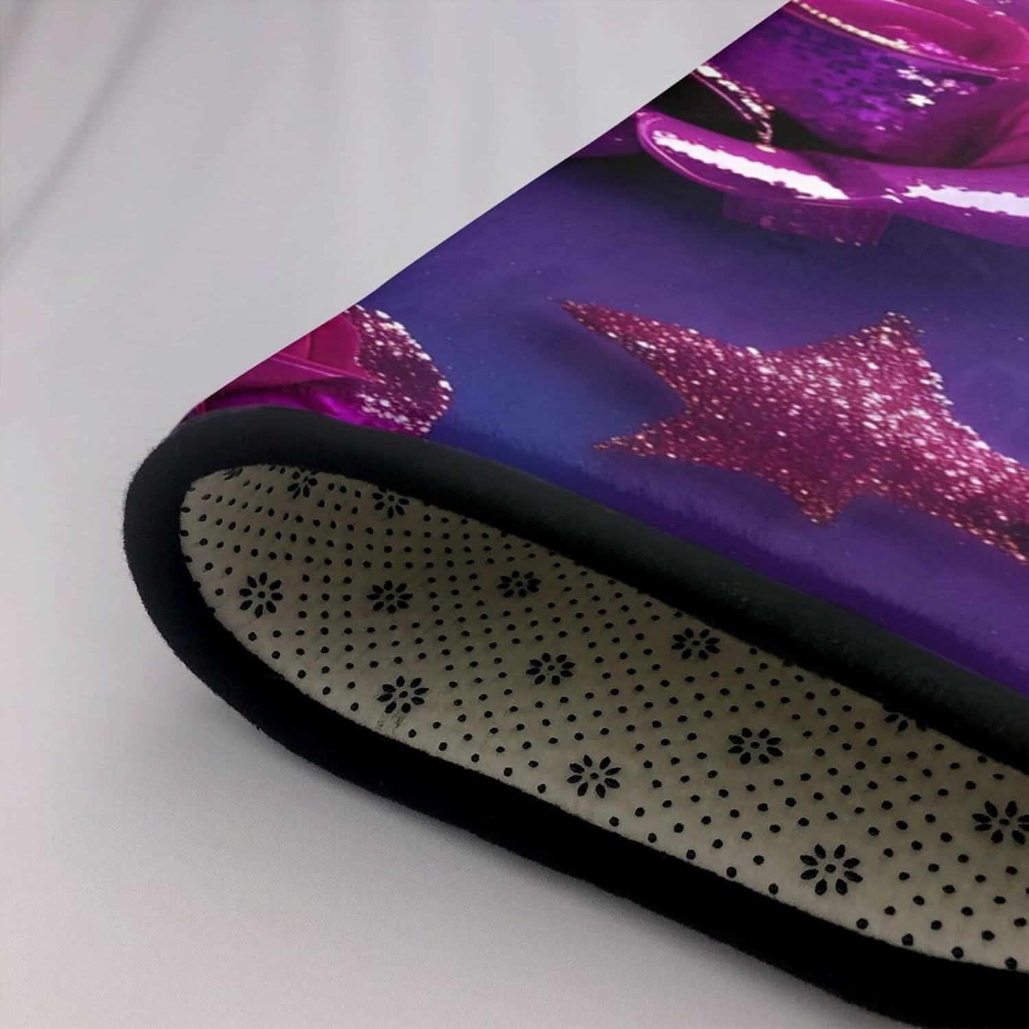 Breaux Glitter Sequin Rose Print Non-Slip Floor Mat 80x58 In
