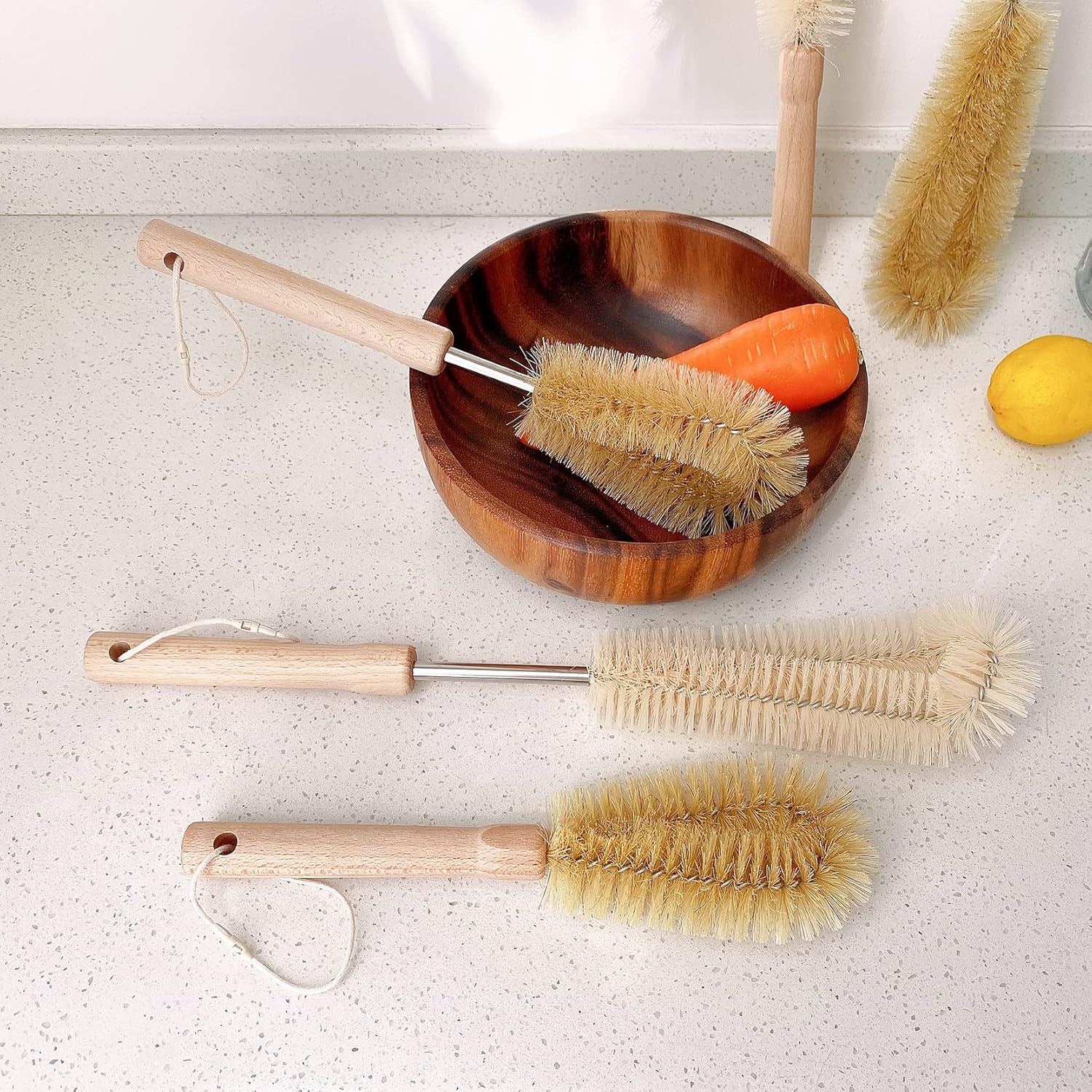 Two-Piece Bristle Bottle Brush Set Soft Durable