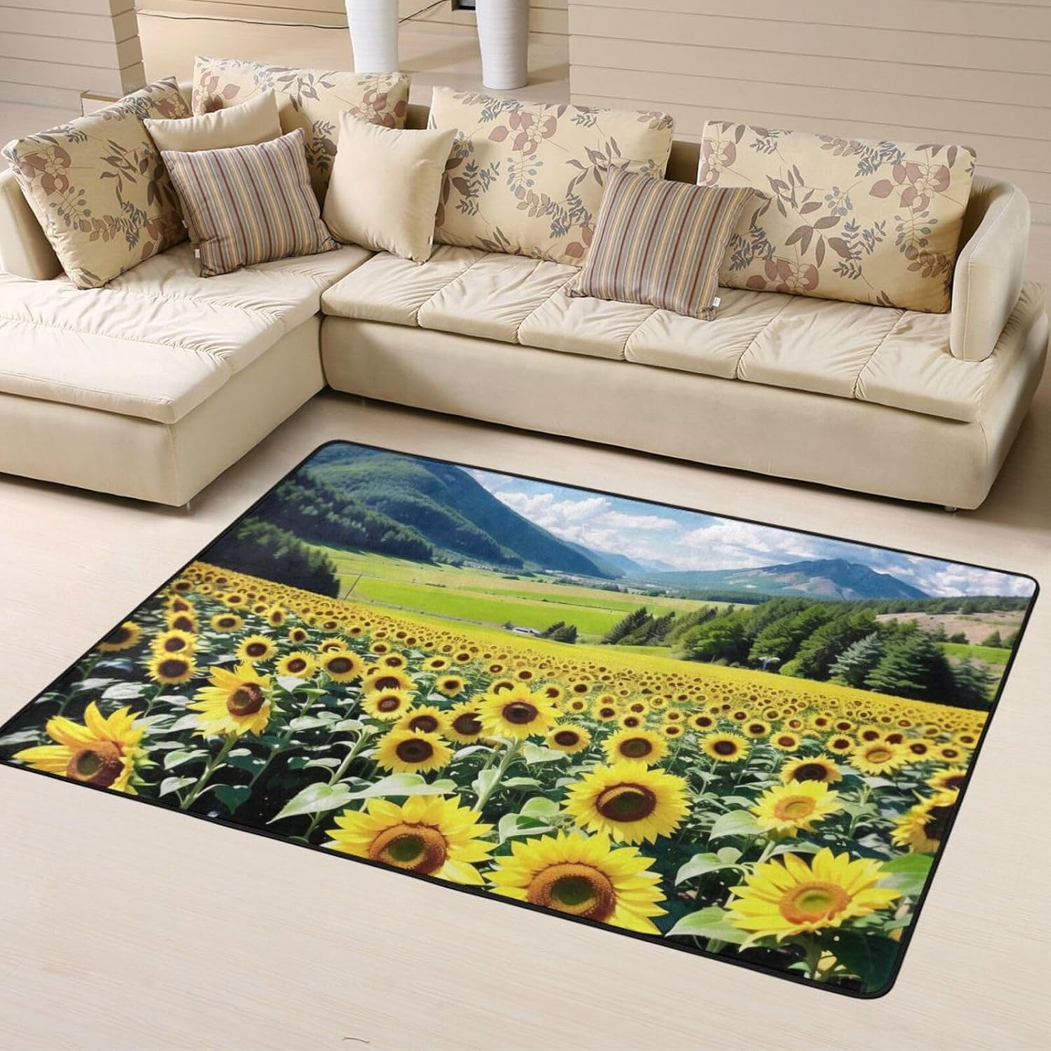 Sunflower Shedding Carpet for Kitchen Soft Smooth Surface