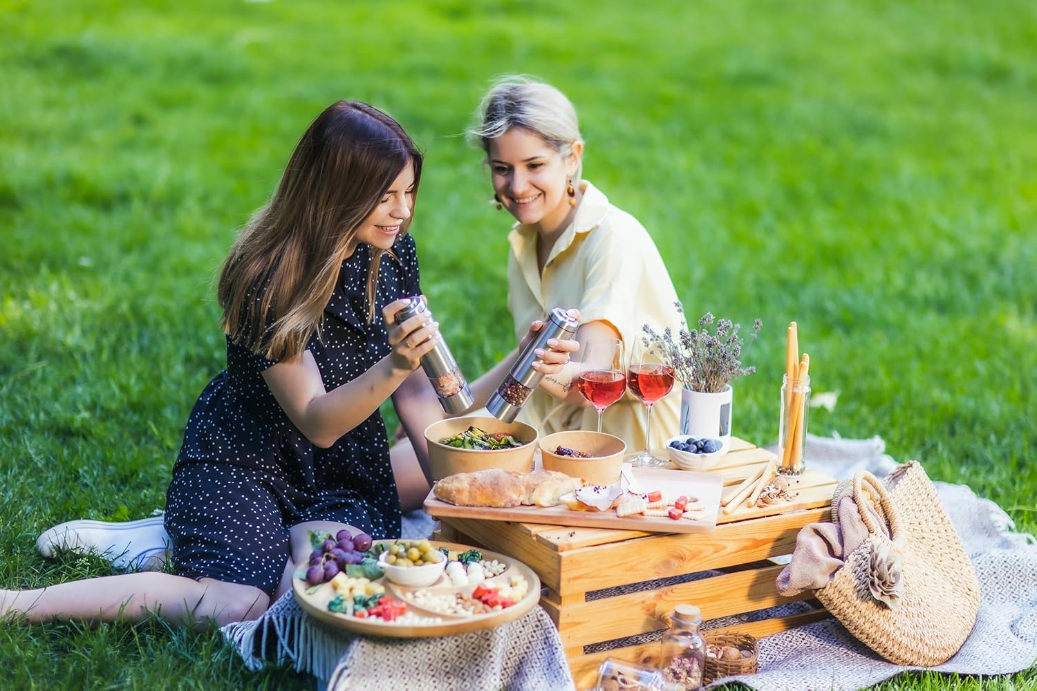 KSL Electric Salt Pepper Grinder Set - Adjustable Motorized