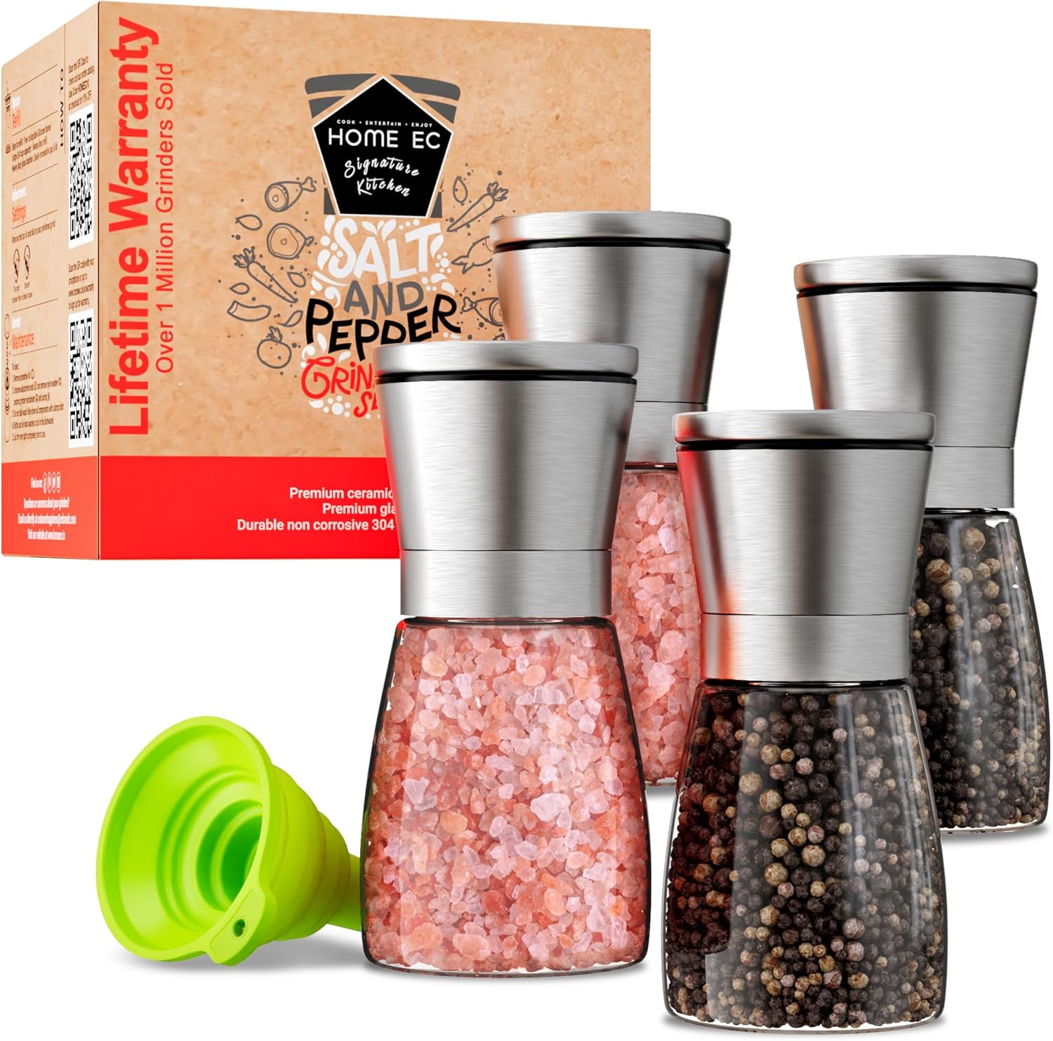 Adjustable Stainless Steel Salt Pepper Mill Set