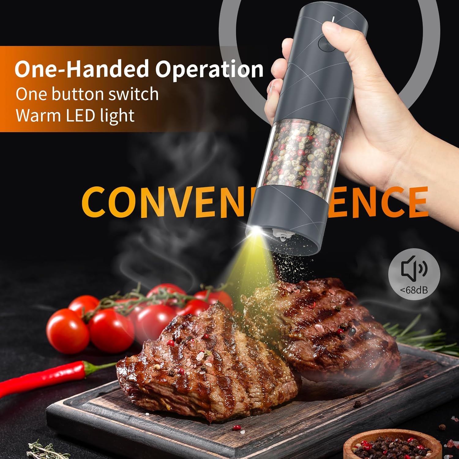 Adjustable Salt and Pepper Grinder Set with LED Light