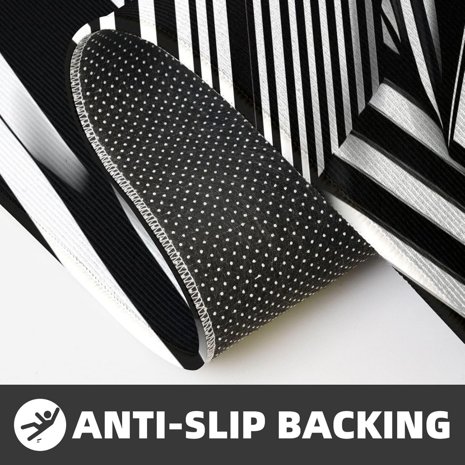 2-Pack Black and White Geometric Kitchen Floor Mats
