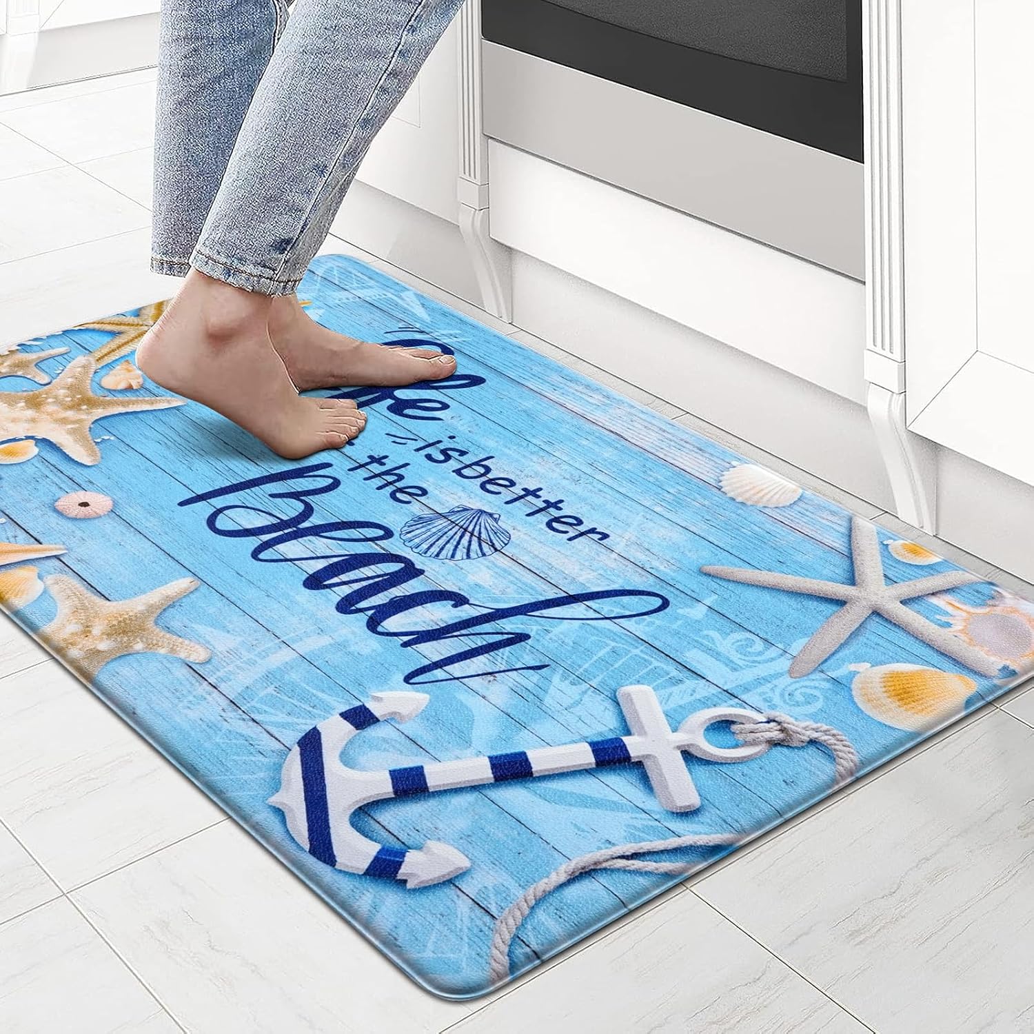 Perfect Coastal Comfort Mat for Kitchen Standing