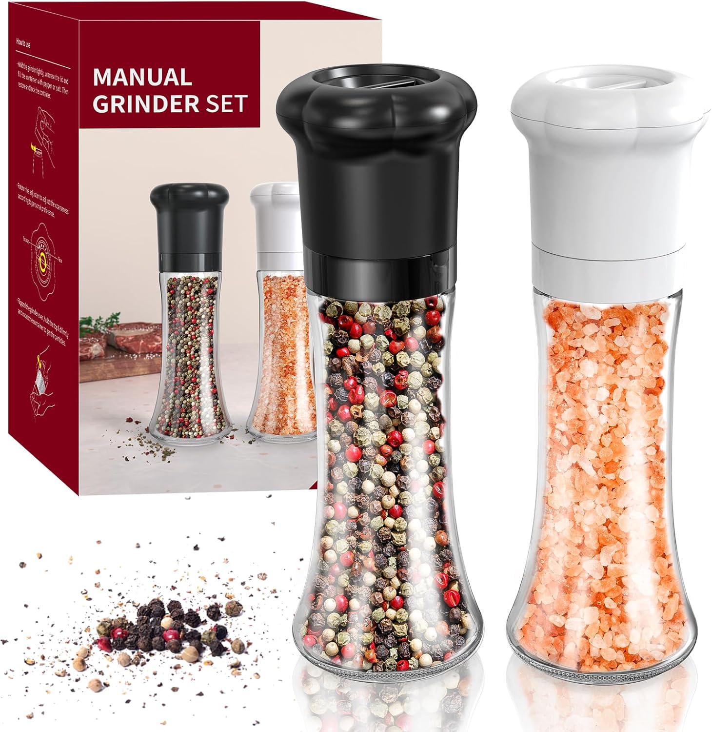 Elegant Professional Salt Pepper Grinder Set for Chefs Hat Appearance