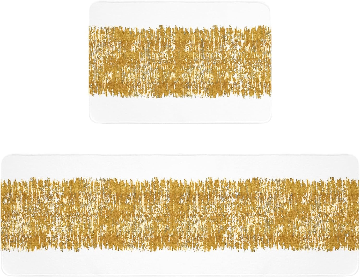 Aesthetic Abstract Gold Striped Kitchen Mats Set
