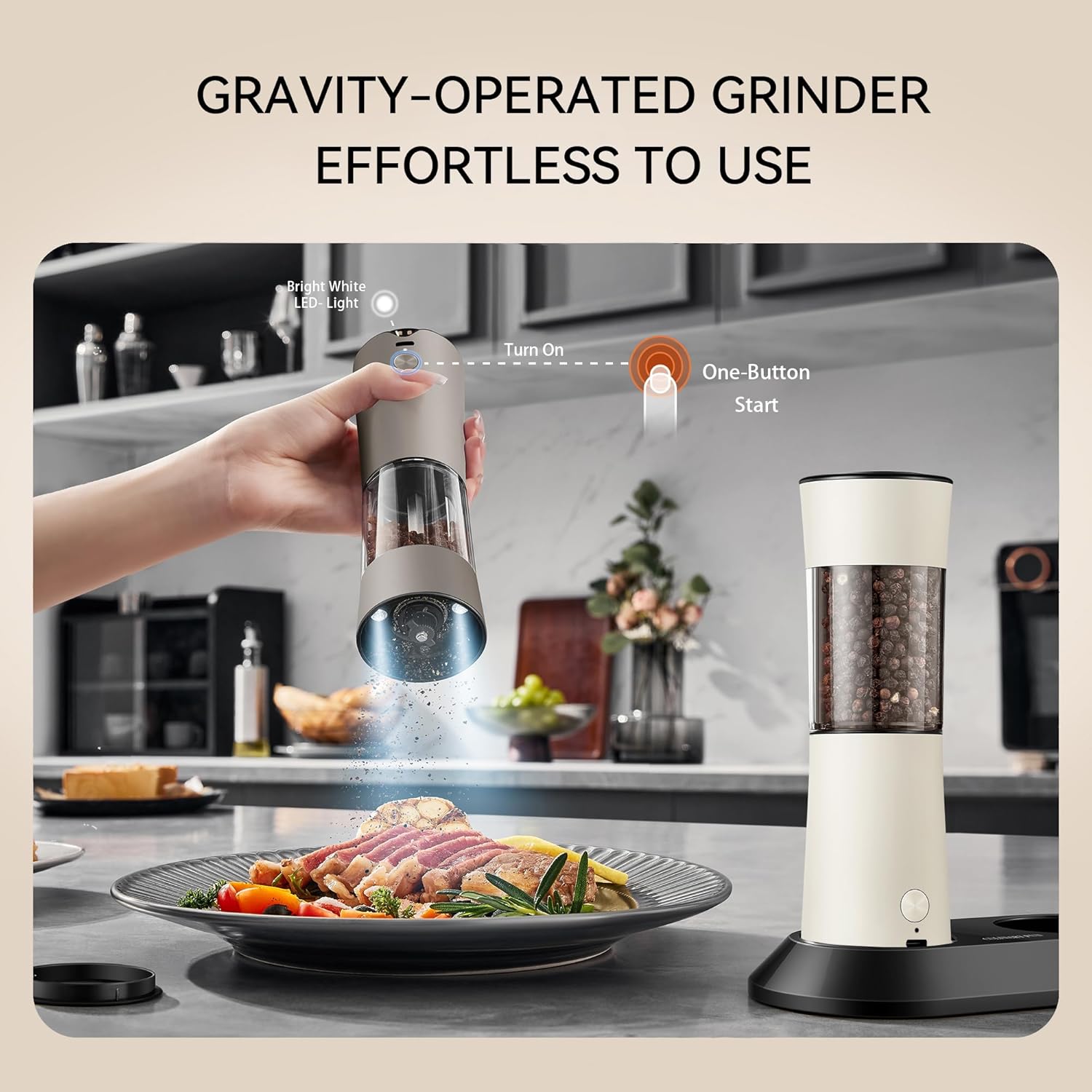 Ergonomic Salt and Pepper Grinder Set