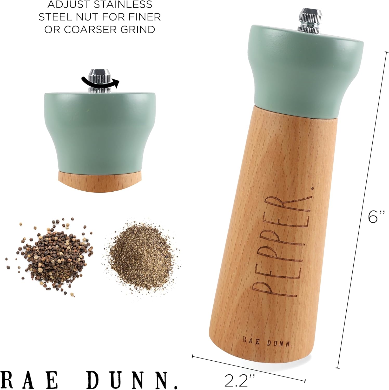 Bamboo Salt Pepper Grinder Set